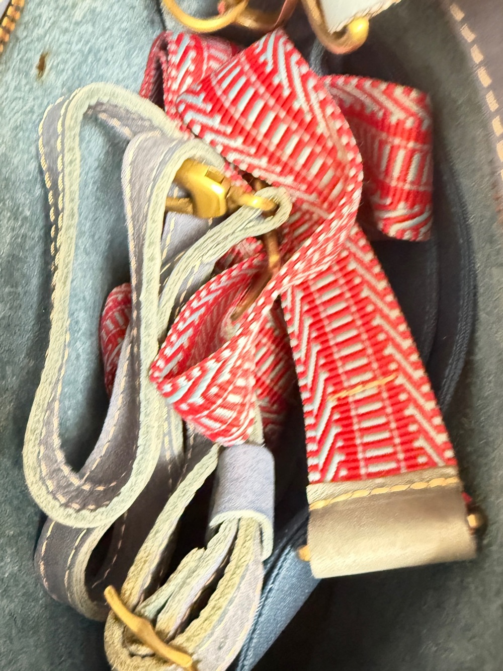 Portland small Leather Blue Leather Crossbody Bag with Tassel - Picture 12 of 14